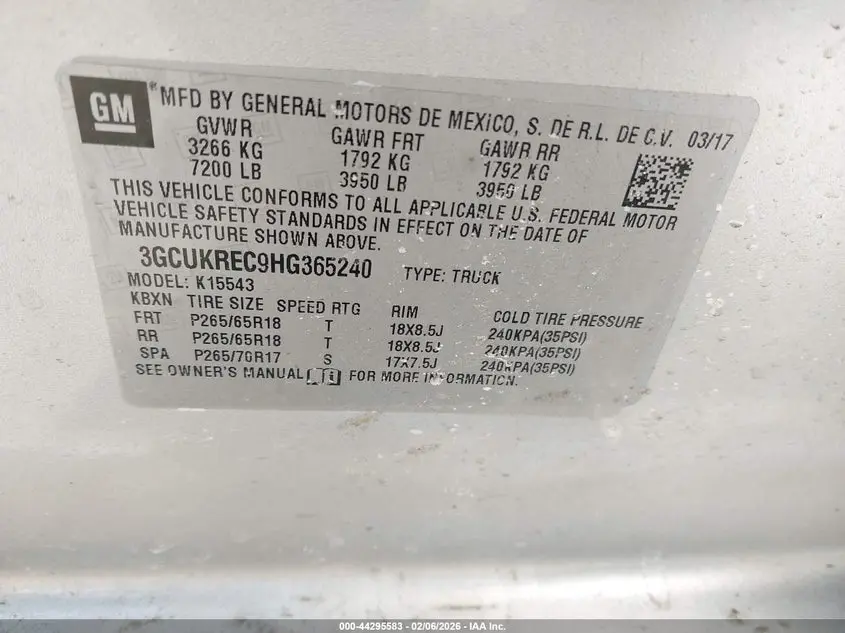 2017 CHEVROLET SILVERADO 1500 1LT