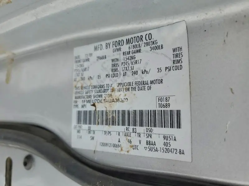 2010 FORD EXPLORER XLT  