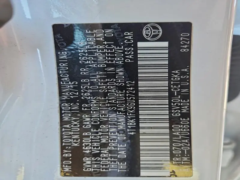 2016 TOYOTA CAMRY XSE  