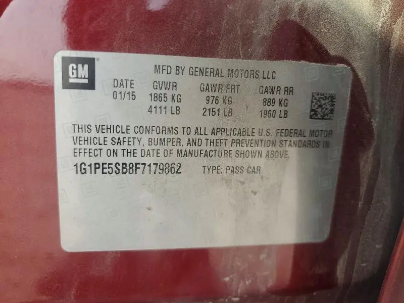 2015 CHEVROLET CRUZE LT  
