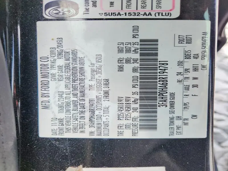2011 FORD FUSION SE  