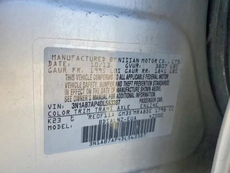 2013 NISSAN SENTRA S  