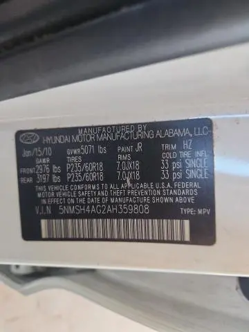 2010 HYUNDAI SANTA FE SE  