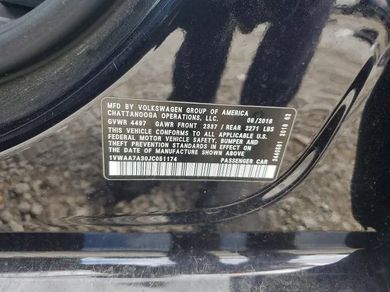2018 VOLKSWAGEN PASSAT S  