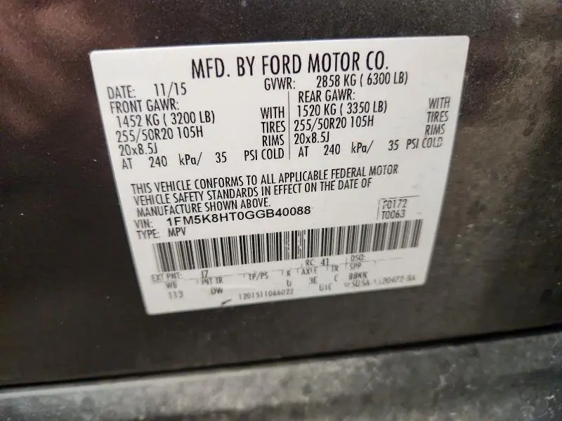 2016 FORD EXPLORER PLATINUM  