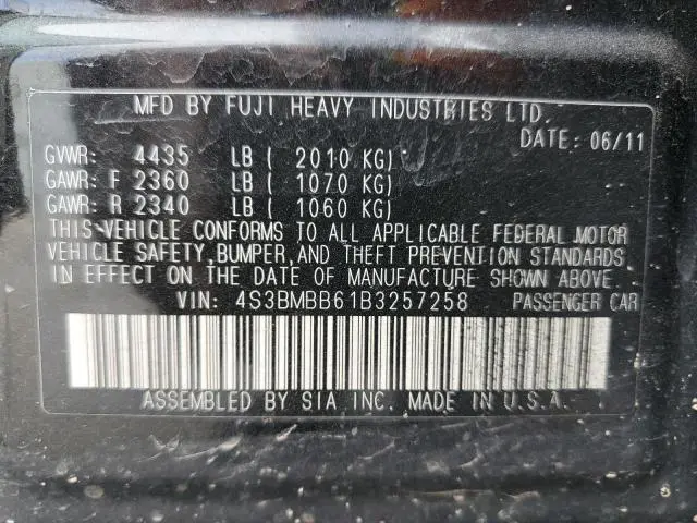 2011 SUBARU LEGACY 2.5I PREMIUM  