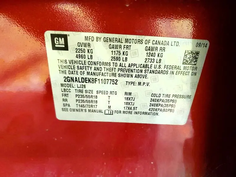 2015 CHEVROLET EQUINOX LTZ  