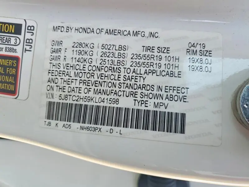 2019 ACURA RDX TECHNOLOGY  