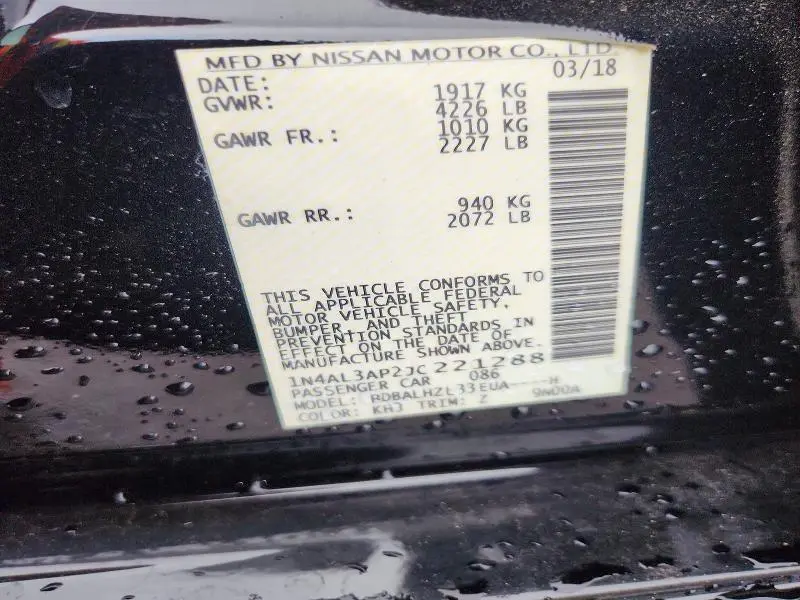 2018 NISSAN ALTIMA 2.5 SR  