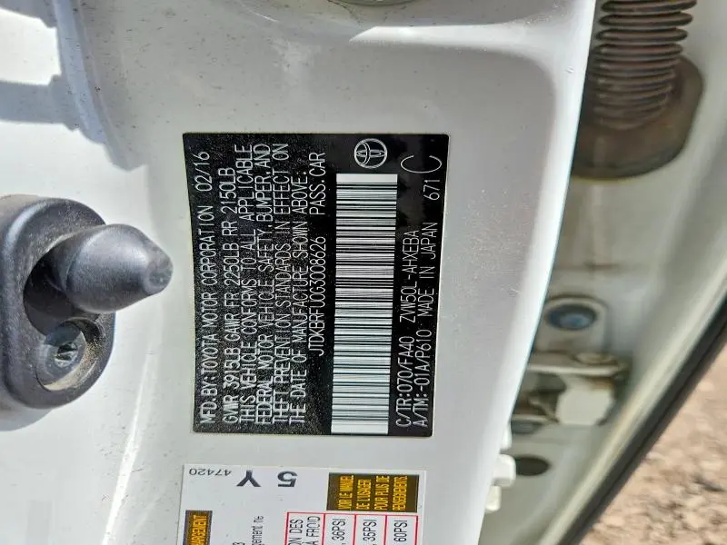 2016 TOYOTA PRIUS TWO  