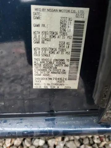 2021 NISSAN FRONTIER S  