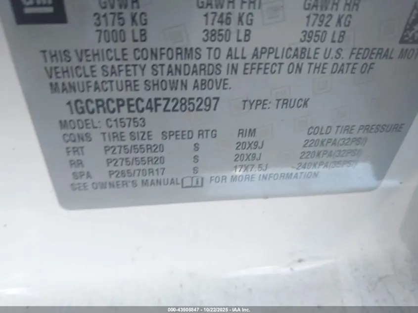 2015 CHEVROLET SILVERADO 1500 LS