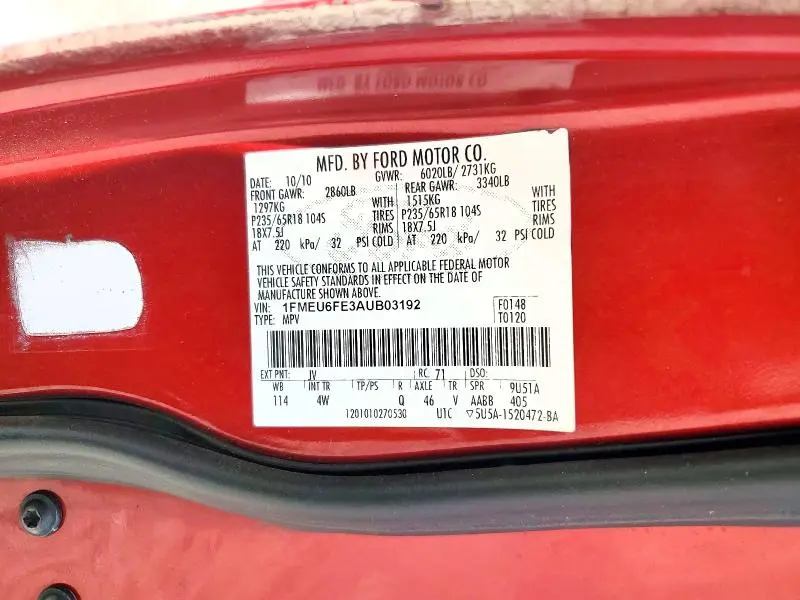 2010 FORD EXPLORER LIMITED  