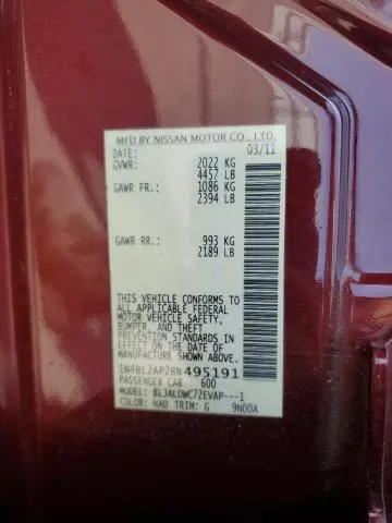 2011 NISSAN ALTIMA SR  