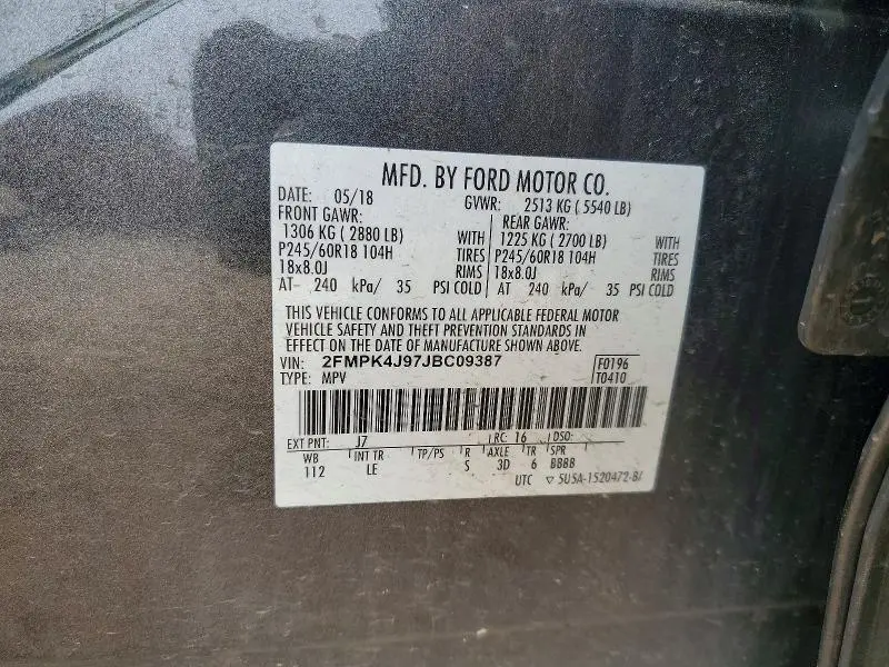 2018 FORD EDGE SEL  