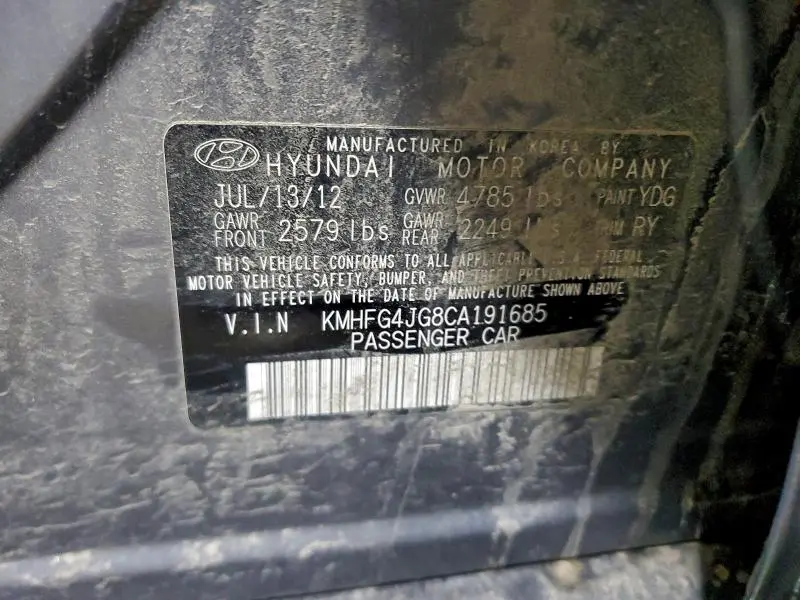 2012 HYUNDAI AZERA GLS  