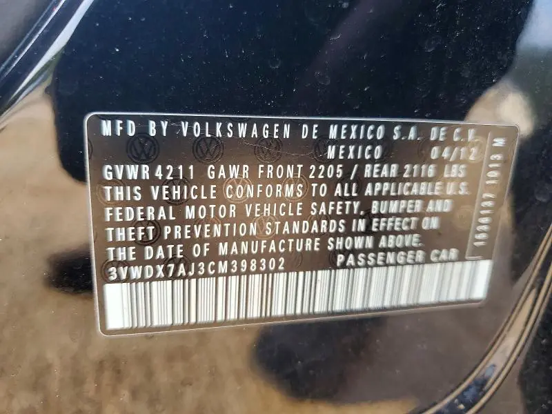2012 VOLKSWAGEN JETTA SE  
