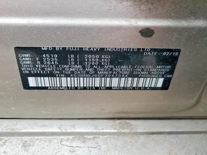 2015 SUBARU LEGACY 2.5I LIMITED  