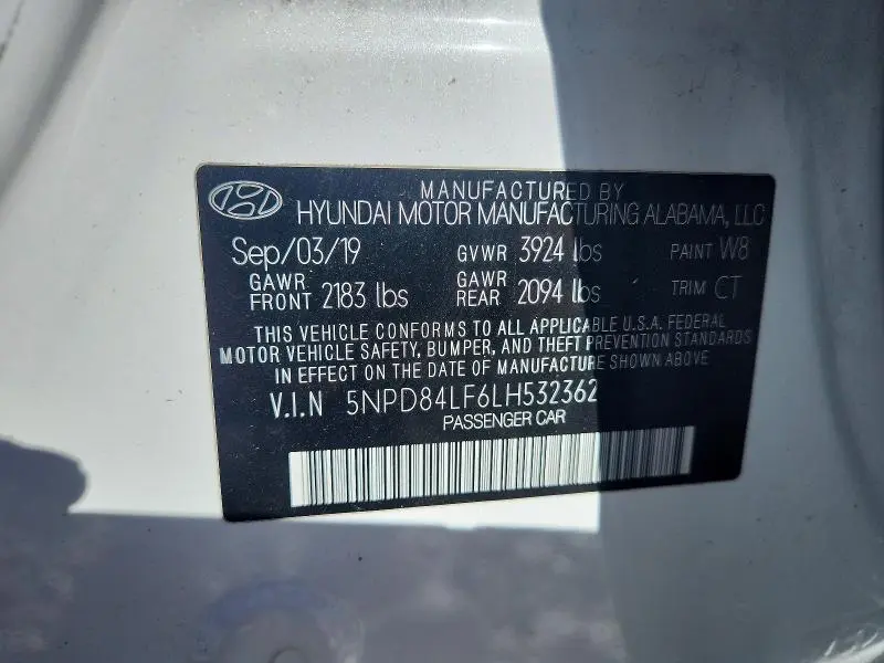 2020 HYUNDAI ELANTRA SEL  