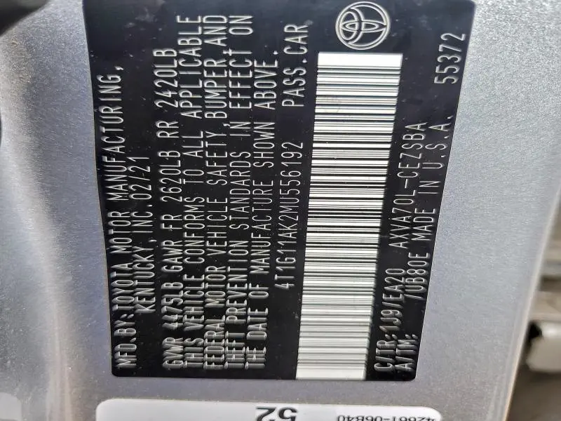 2021 TOYOTA CAMRY SE  