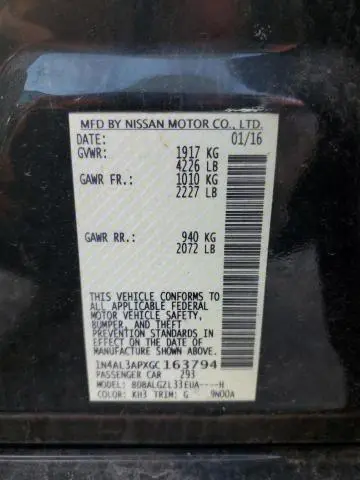 2016 NISSAN ALTIMA 2.5  