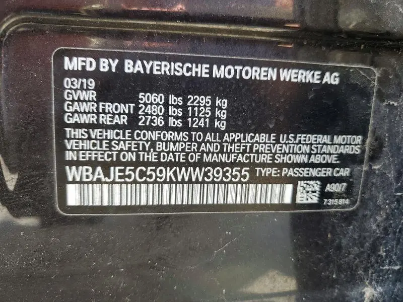 2019 BMW 540I MSPORT