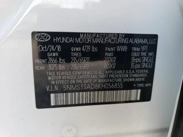 2019 HYUNDAI SANTA FE SEL  