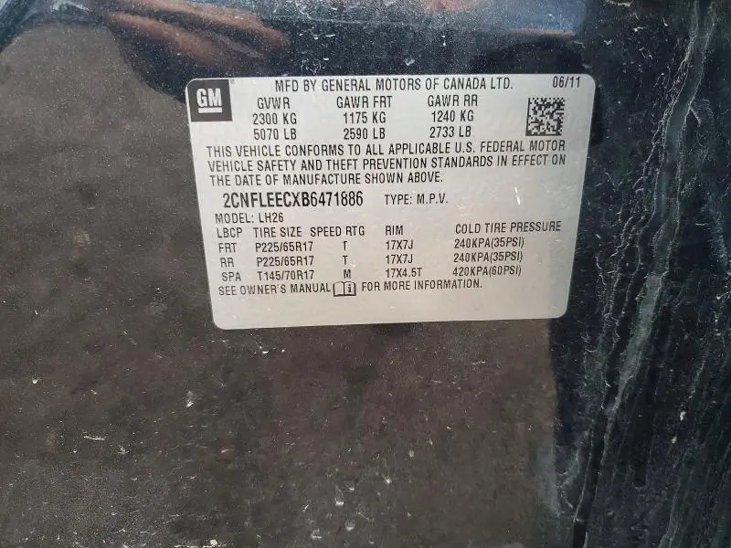 2011 CHEVROLET EQUINOX LT  