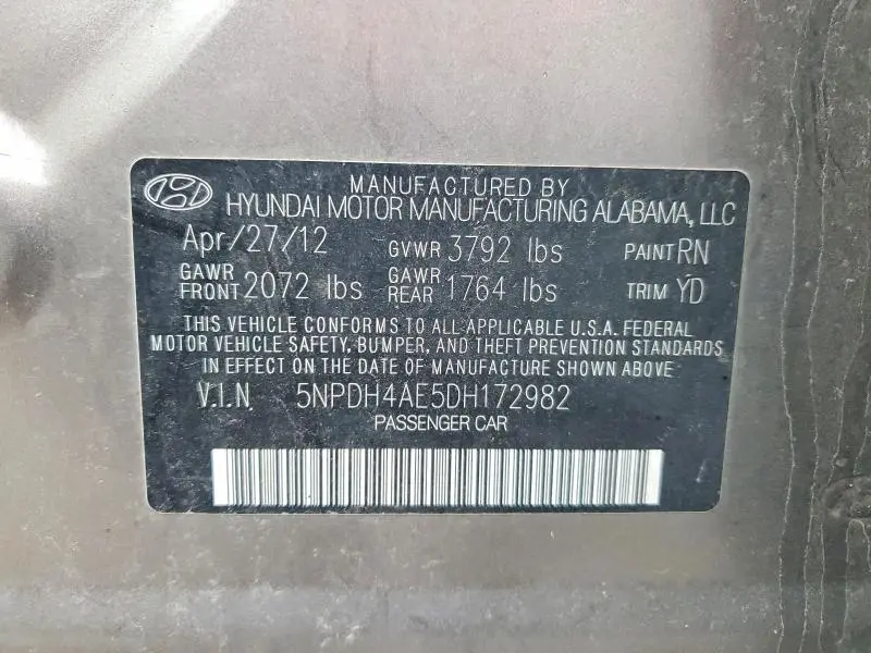 2013 HYUNDAI ELANTRA GLS  