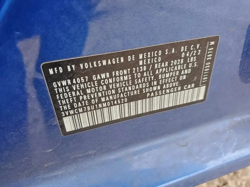 2022 VOLKSWAGEN JETTA S  