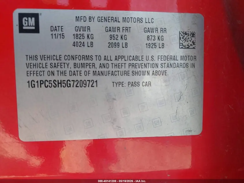 2016 CHEVROLET CRUZE LIMITED LS AUTO