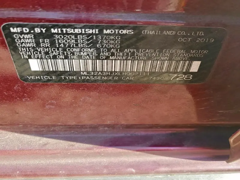 2020 MITSUBISHI MIRAGE ES  