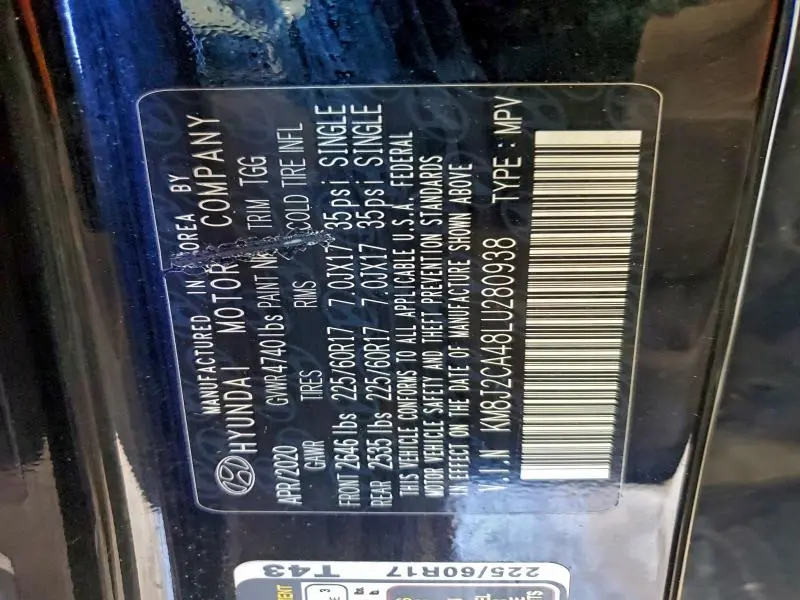 2020 HYUNDAI TUCSON SE  