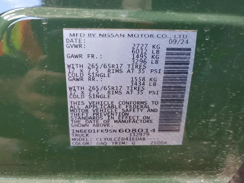 2025 NISSAN FRONTIER SV  