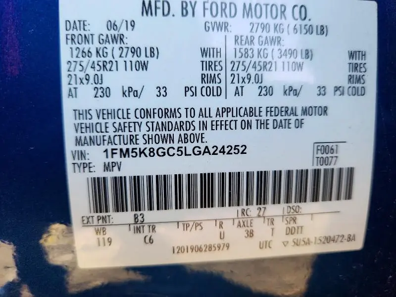 2020 FORD EXPLORER ST  