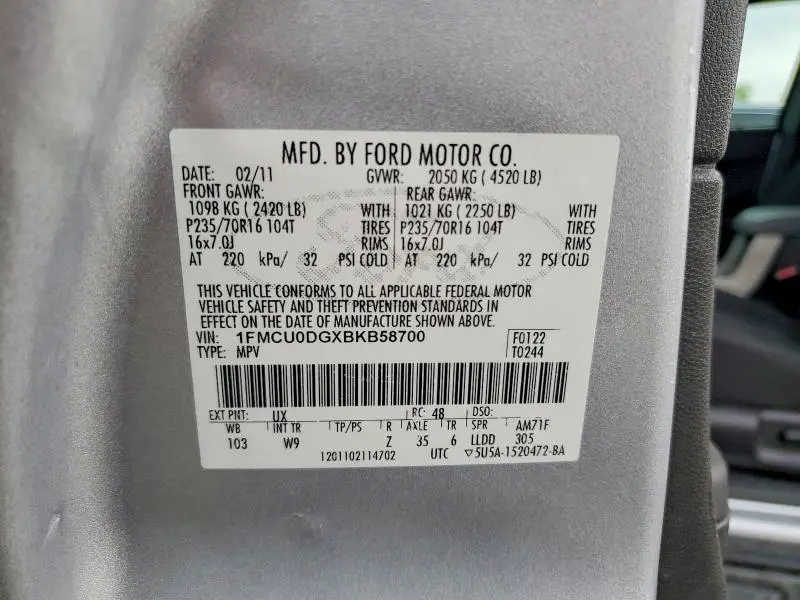 2011 FORD ESCAPE XLT  