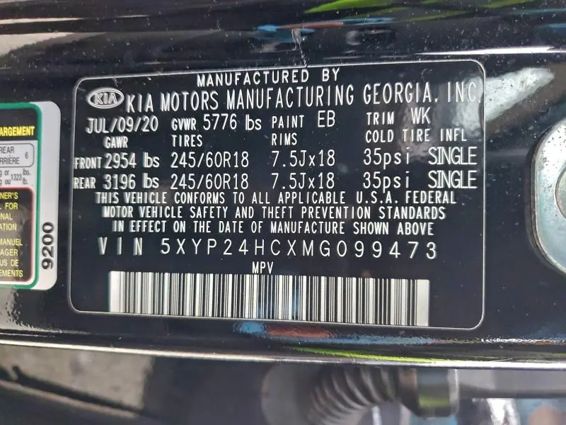 2021 KIA TELLURIDE LX  