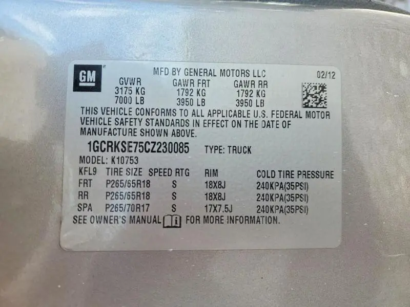 2012 CHEVROLET SILVERADO K1500 LT  