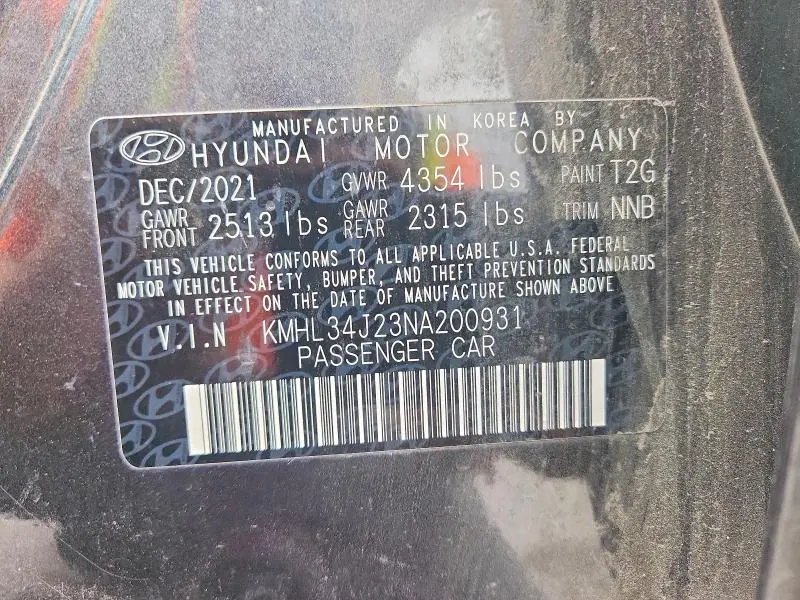 2022 HYUNDAI SONATA LIMITED  