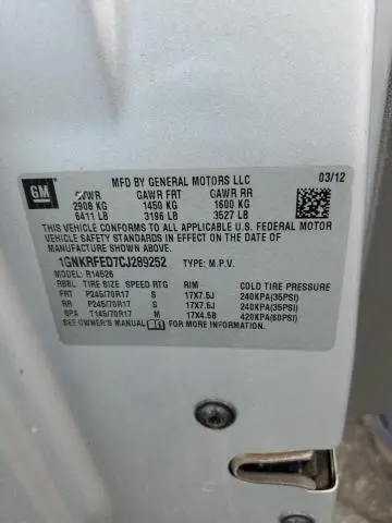 2012 CHEVROLET TRAVERSE LS  