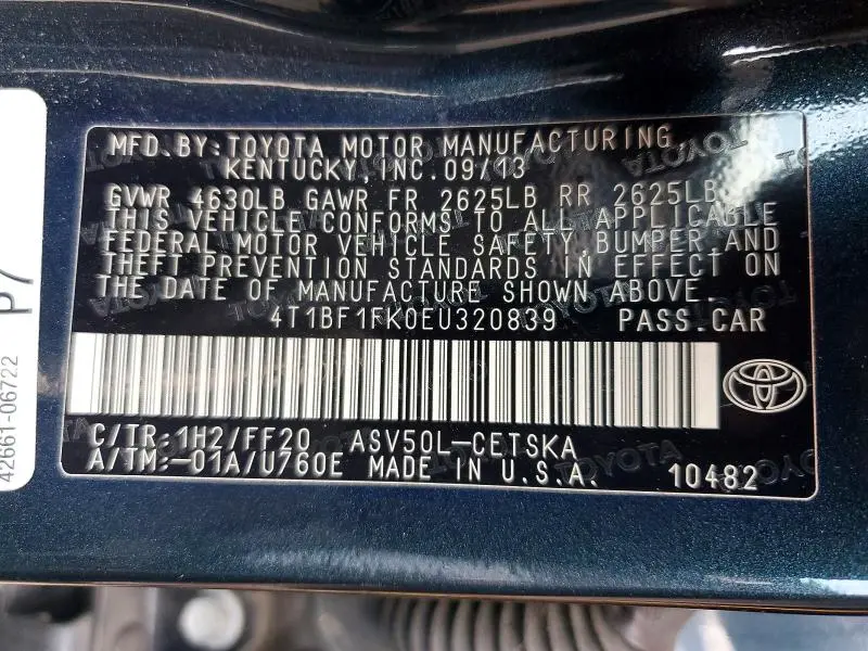 2014 TOYOTA CAMRY SE  