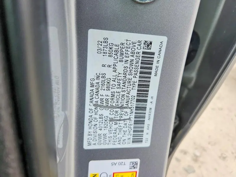 2022 HONDA CIVIC EX  