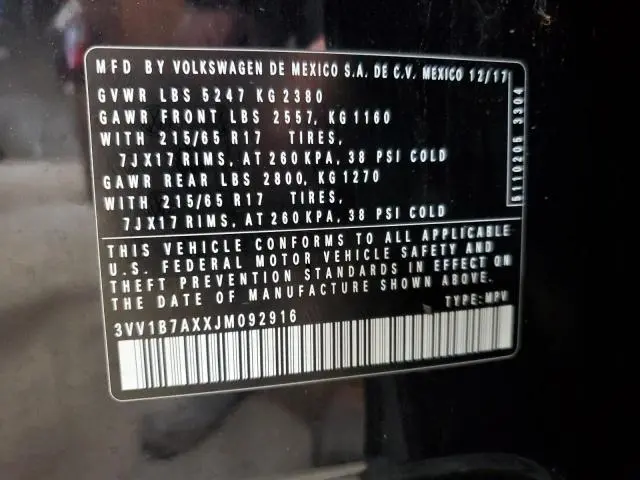 2018 VOLKSWAGEN TIGUAN S  