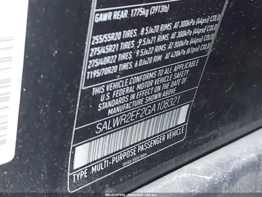 2016 LAND ROVER RANGE ROVER SPORT 5.0L V8 SUPERCHARGED/5.0L V8 SUPERCHARGED DYNAMIC