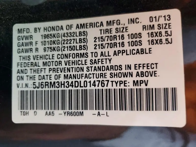 2013 HONDA CR-V LX  