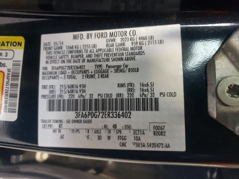 2014 FORD FUSION S  