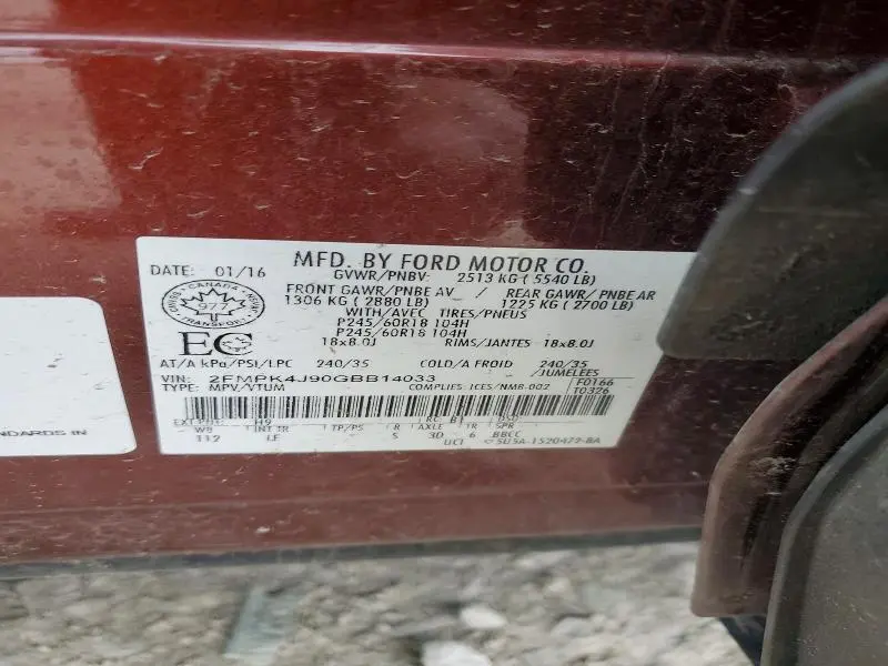 2016 FORD EDGE SEL  
