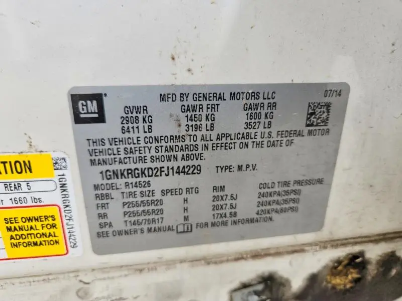 2015 CHEVROLET TRAVERSE LT  