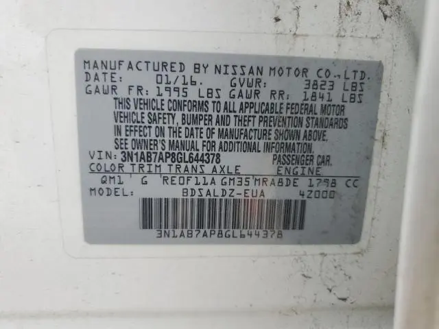 2016 NISSAN SENTRA S  