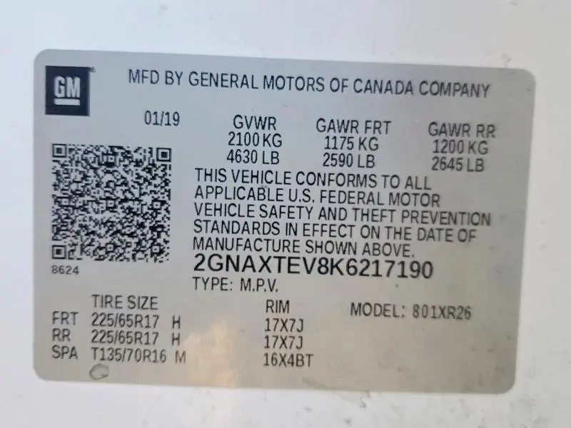 2019 CHEVROLET EQUINOX LT  